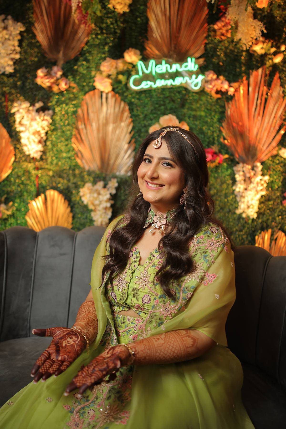 Zinnia - Peach and Green (Necklace + Earrings)