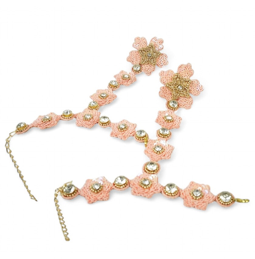 Zinnia - Peach and Green (Necklace + Earrings)