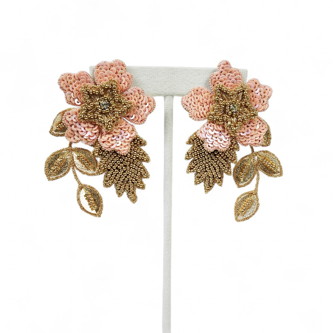 Zinnia - Peach and Green (Necklace + Earrings)