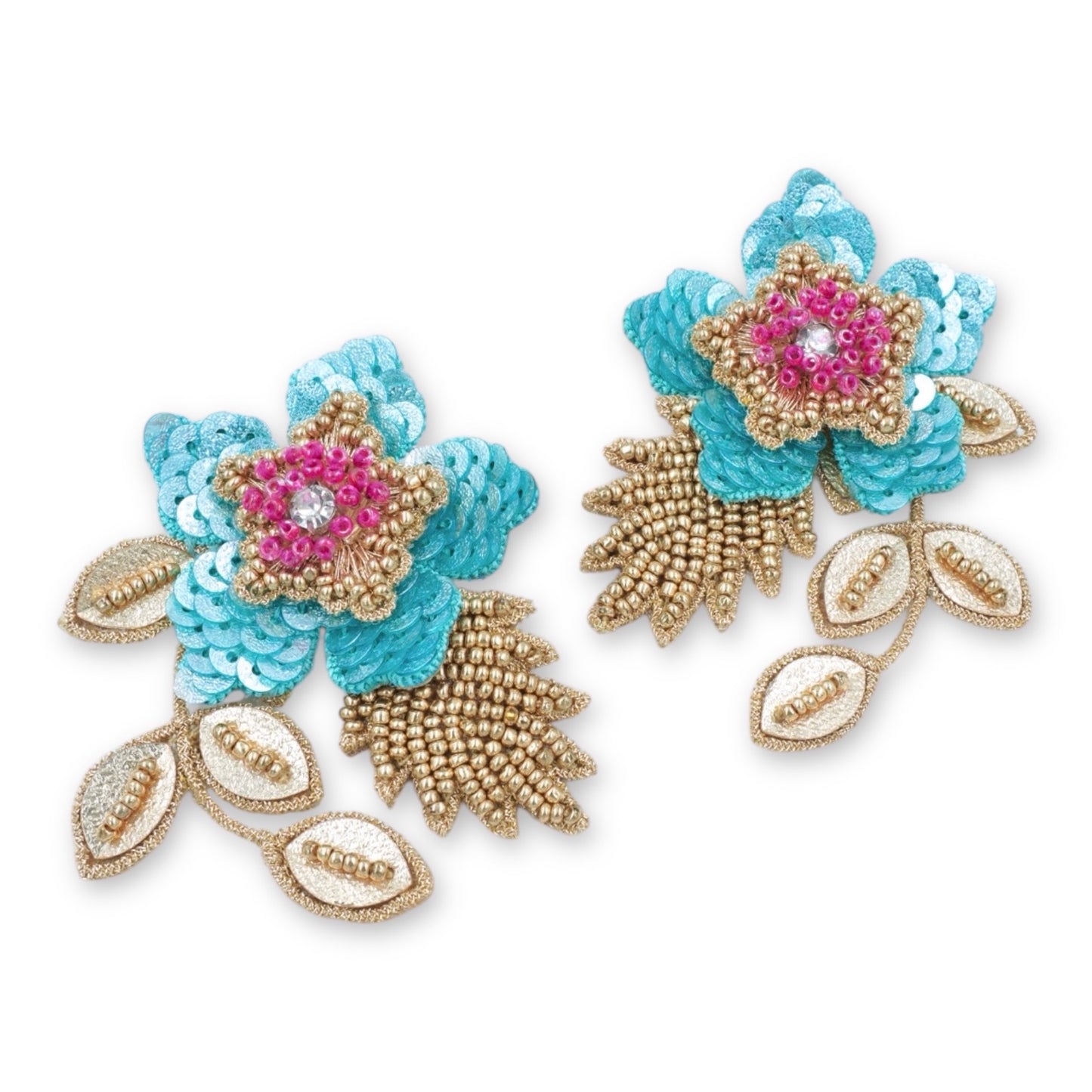 Zinia Earrings - Blue and Gold