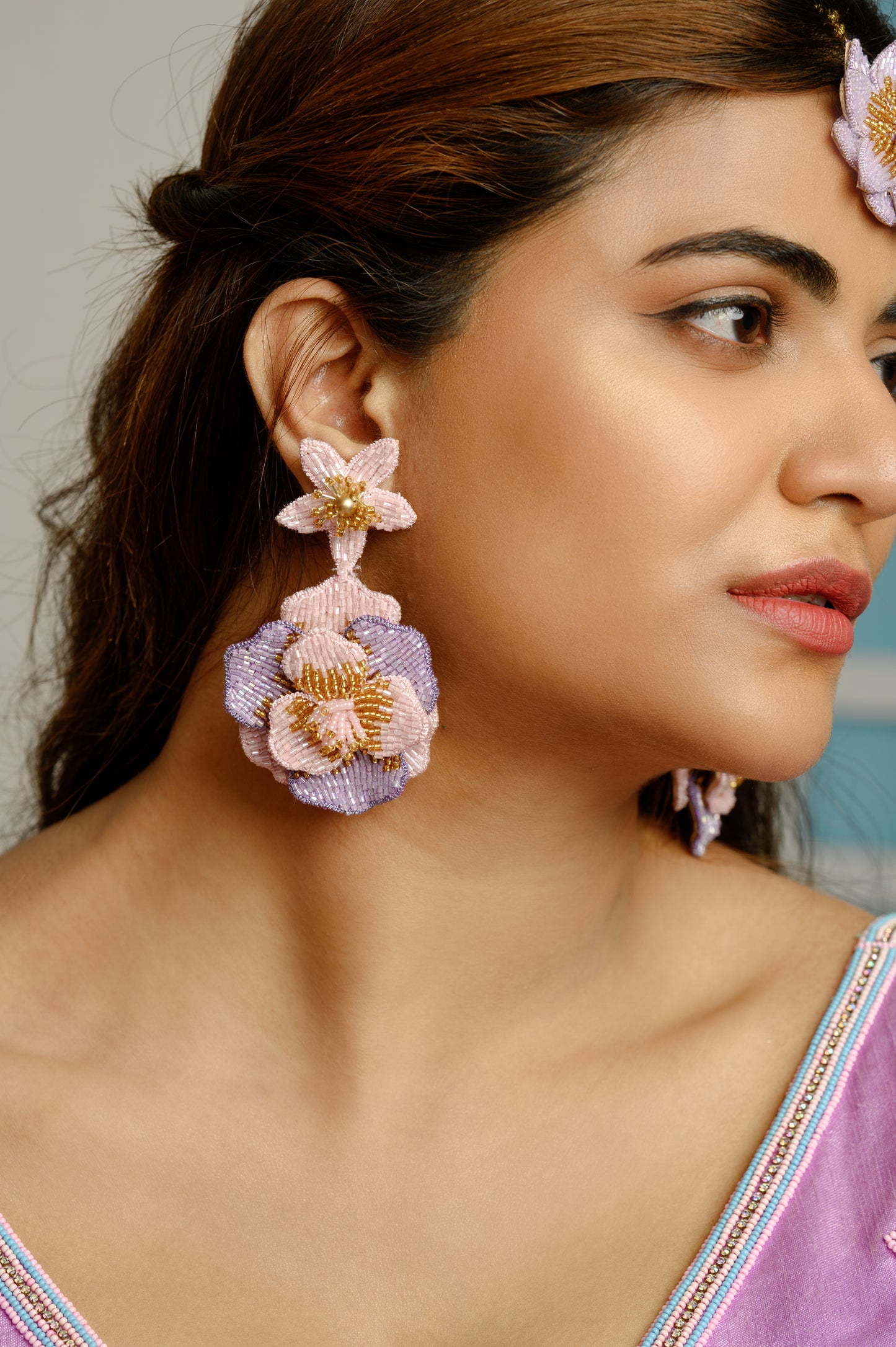 Amara Earrings- Baby Pink and Lavender