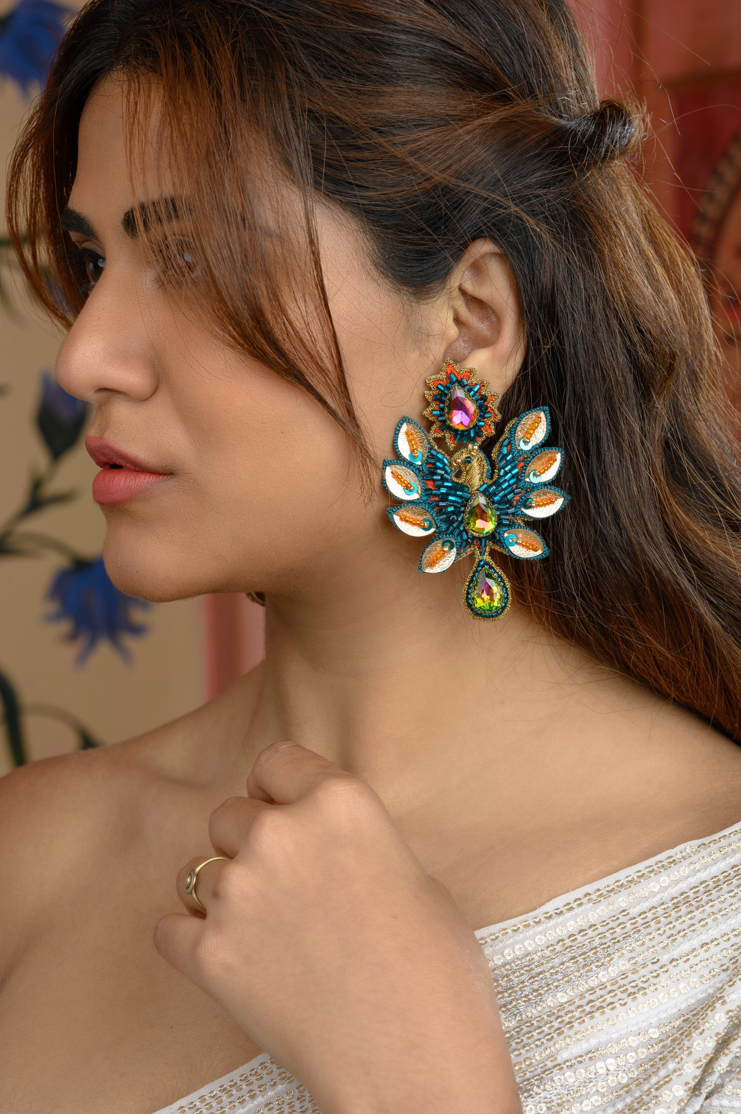 Frida Earrings- Peacock Blue