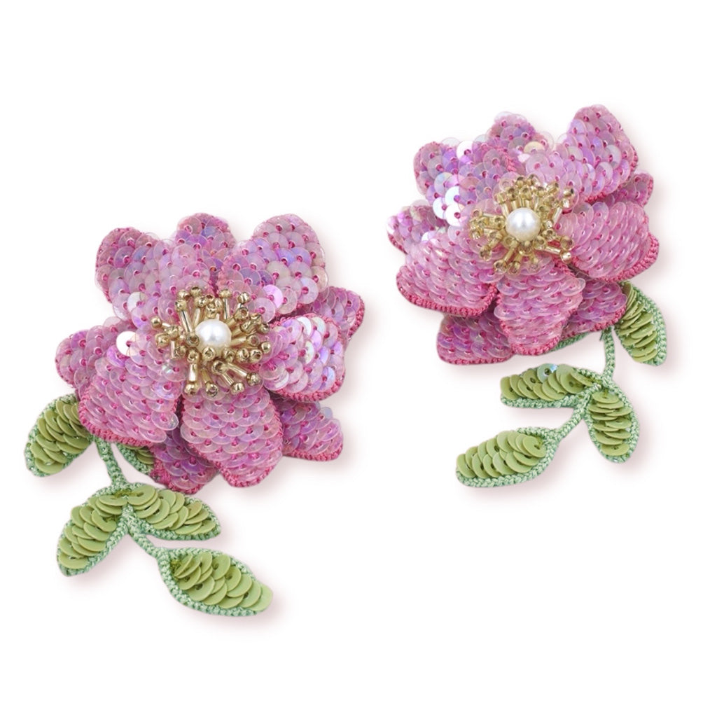 Wisteria Earrings - Pink and Green