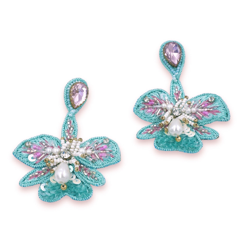 Stella Earrings - Sea Green and Baby Pink