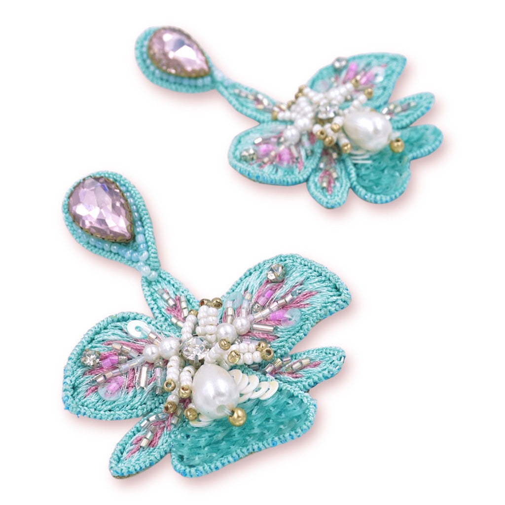 Stella Earrings - Sea Green and Baby Pink