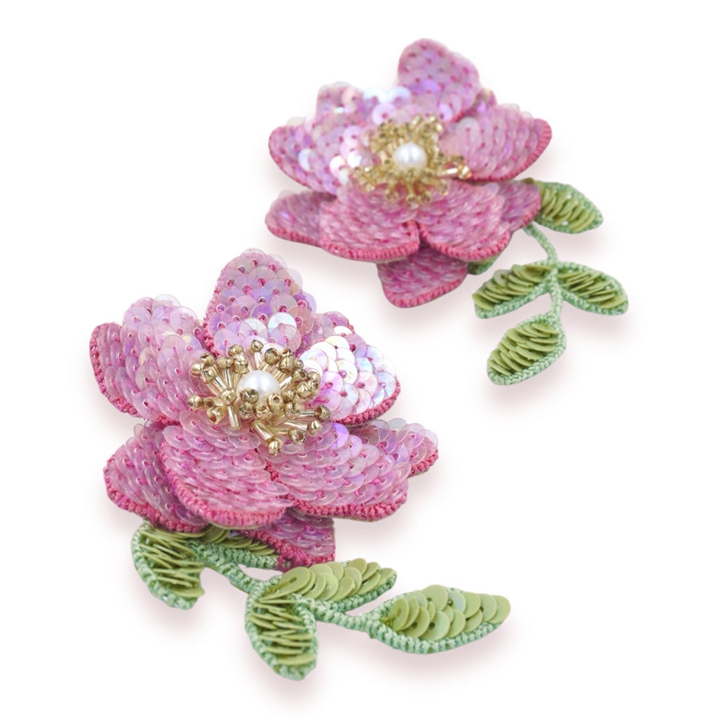 Wisteria Earrings - Pink and Green