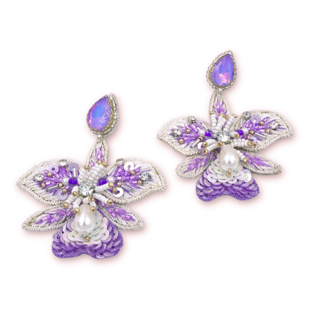 Stella Earrings - Lavender and White
