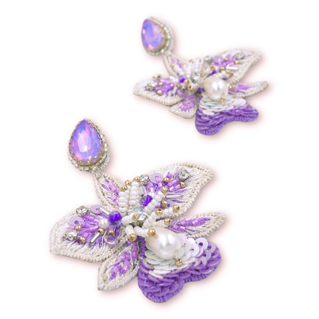 Stella Earrings - Lavender and White