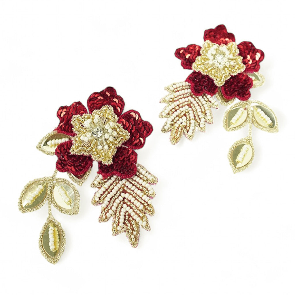 Zinia Earrings - Red and Gold