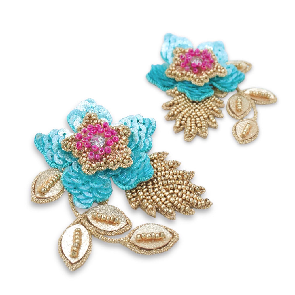 Zinia Earrings - Blue and Gold
