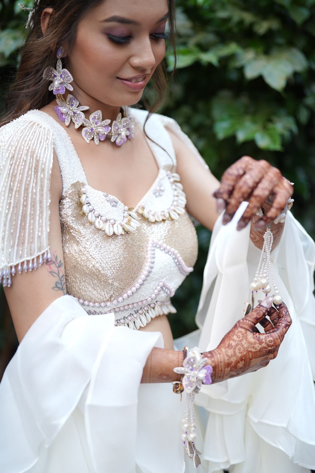 Stella - Lilac and White (Necklace + Earrings)