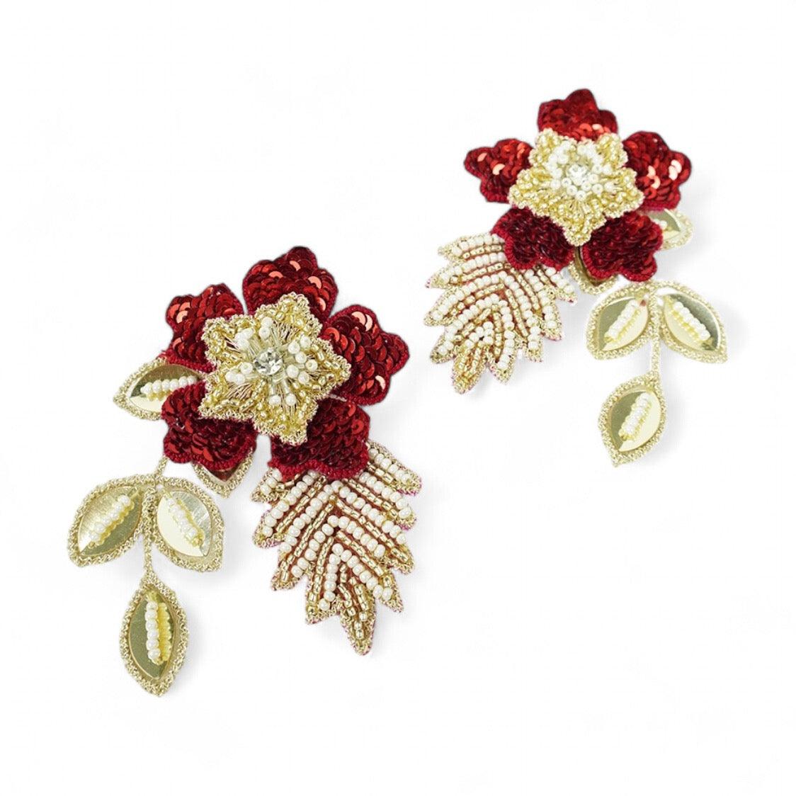 Zinia Earrings - Red and Gold - DIRAATELIER