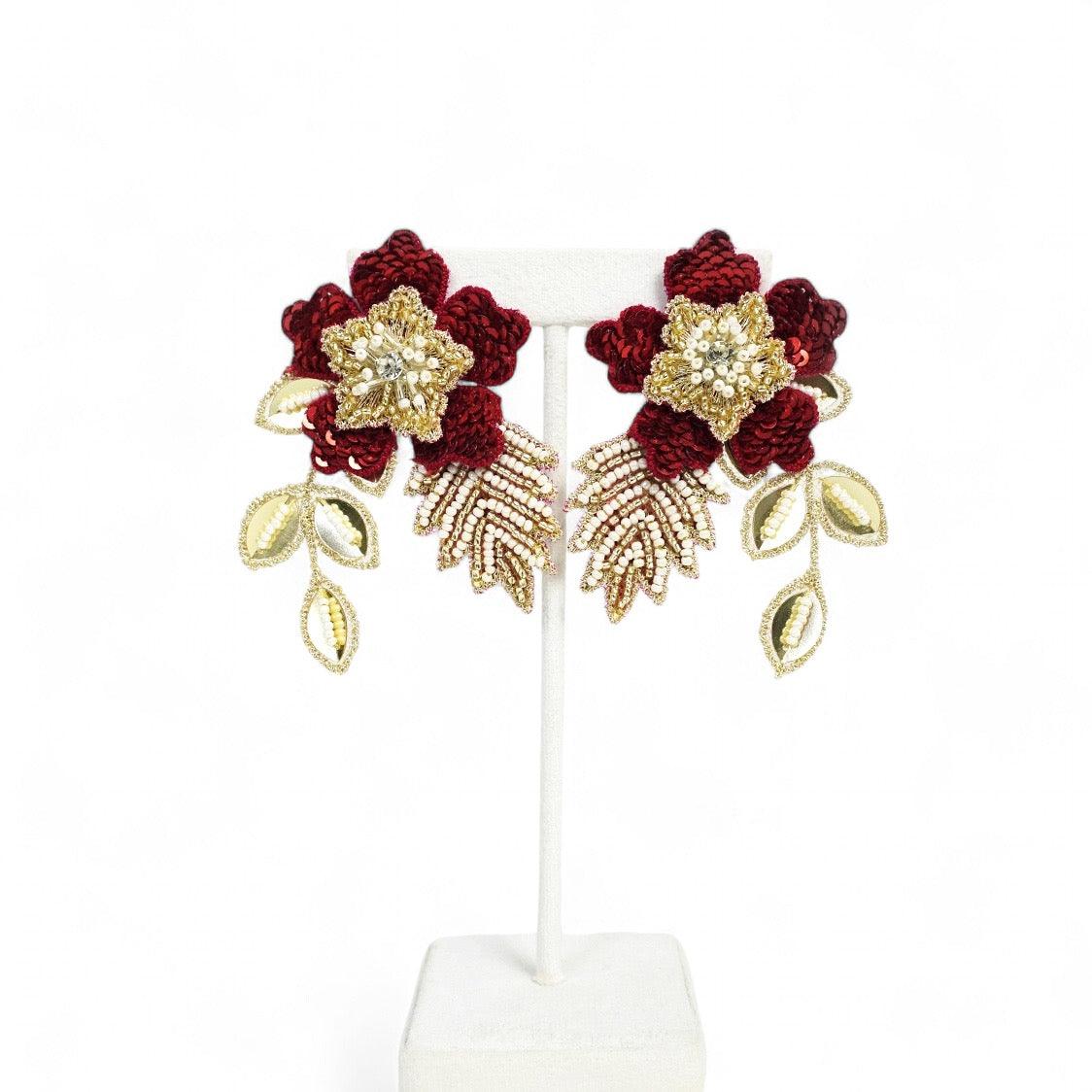 Zinia Earrings - Red and Gold - DIRAATELIER