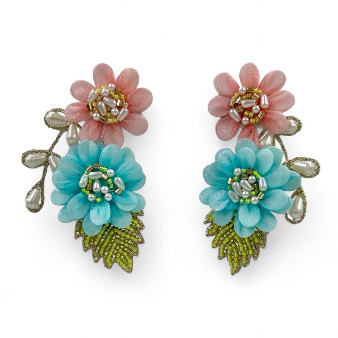 Daisy - Peach and Sky Blue Earrings - DIRAATELIER