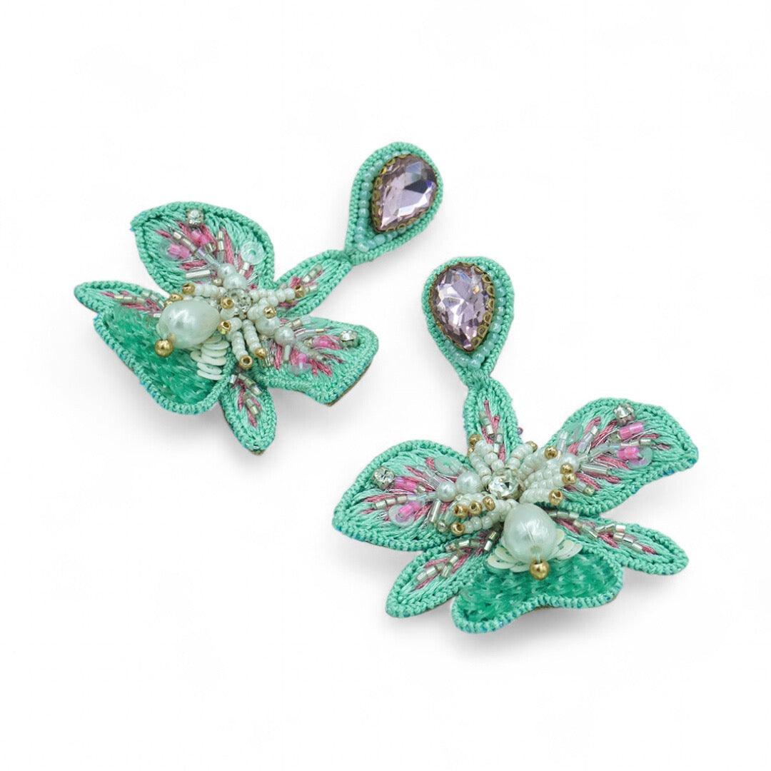 Stella Earrings - Sea Green and Baby Pink