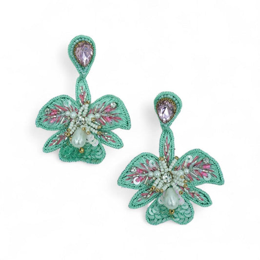 Stella Earrings - Sea Green and Baby Pink