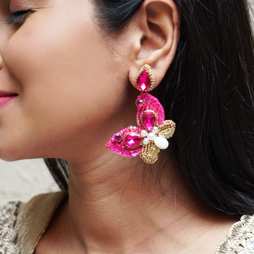 Mariposa Earrings - Bright Pink