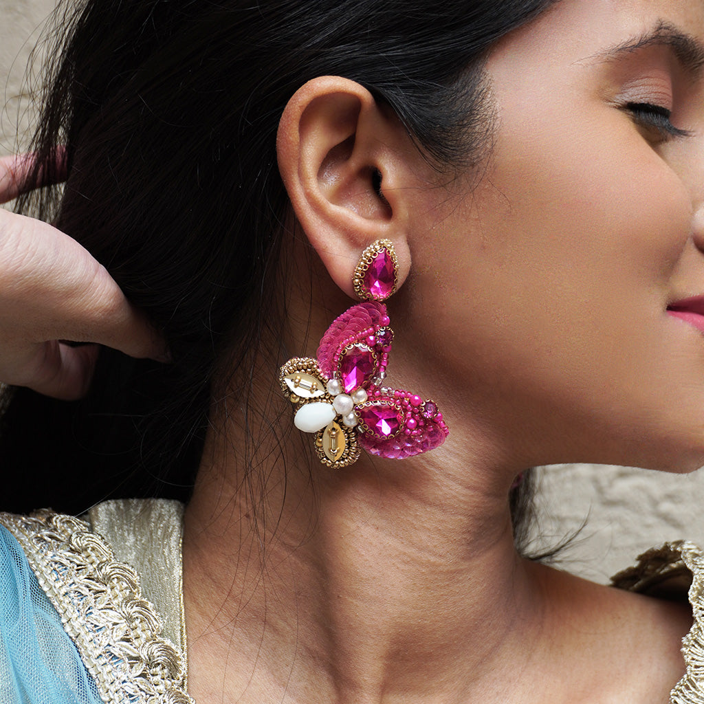 Mariposa Earrings - Bright Pink