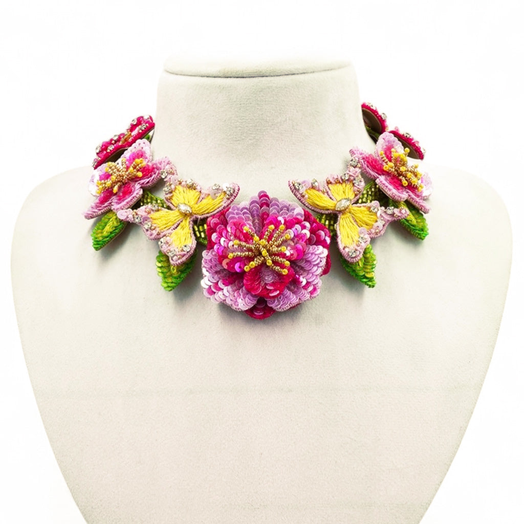 Amara - Pink and Yellow (Necklace + Earrings)