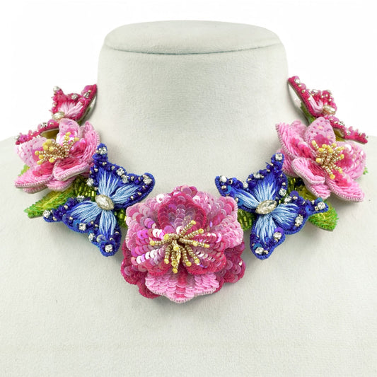 Amara - Pink and Blue (Necklace + Earrings)